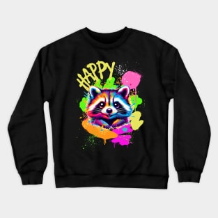 Happy raccoon Crewneck Sweatshirt